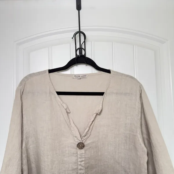Orange Amore Made In Italy Small V Neck Top Langelook Old Money Cottagecore Top - Image 3