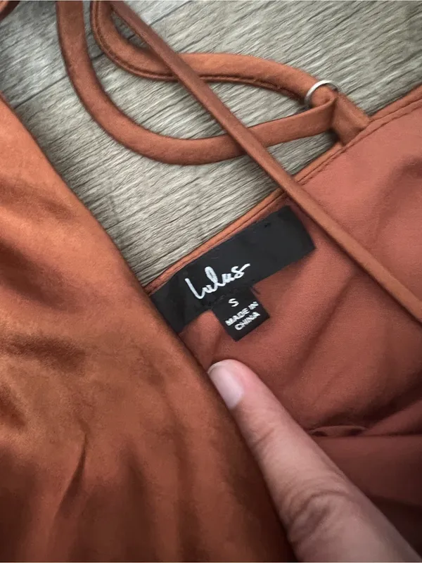 Lulus Rust Satin Slip Dress - Image 9