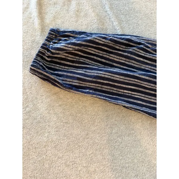 Aerie Strapless Striped Jumpsuit Women Medium Navy Blue Smocked Tie Front Jogger - Image 10