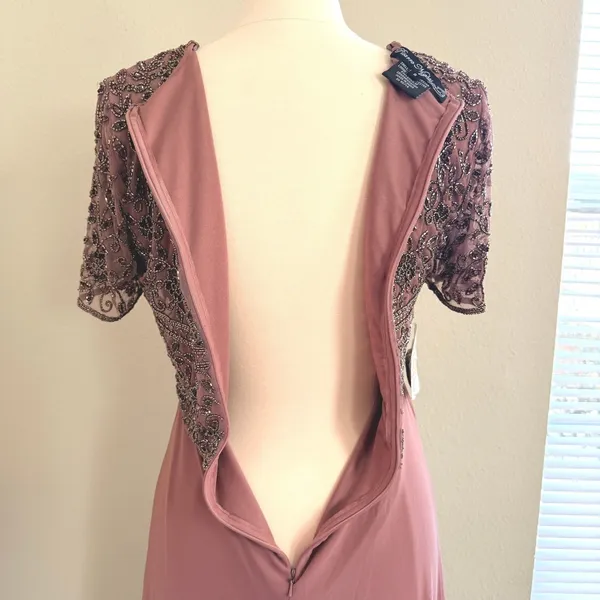 Pisarro Nights Gown Maxi Dress Mauve Pink Womens 8 Beaded Mother of Bride‎ Gala - Image 14