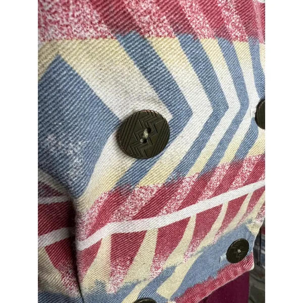 Jean Jacket Aztec print cropped Vintage 1980s red blue cream - Image 8
