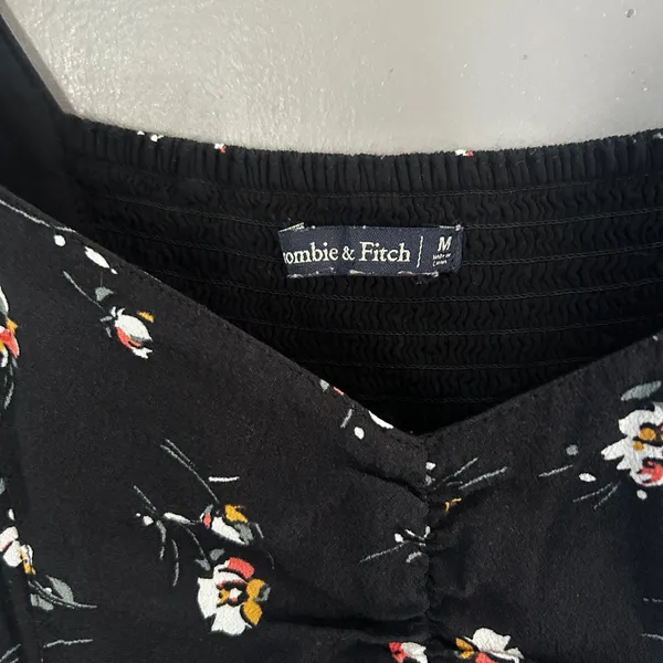 Abercrombie & Fitch Black Floral Mini Dress Size Medium - Image 3