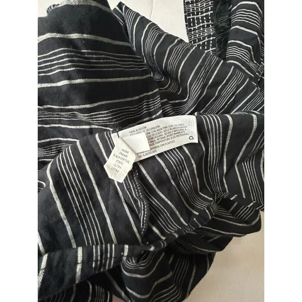 Isabel Maternity Women’s Black Striped Boho Fringed Tunic Top - Image 4
