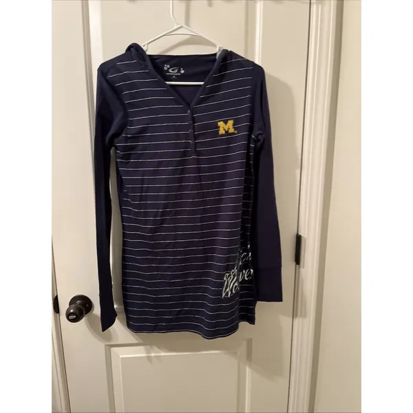 Michigan Wolverines Women's M Striped Hooded Shirt Size M G-III Sports For Her - Image 8