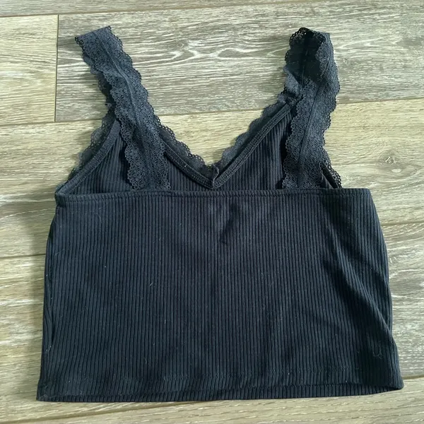 American Eagle Lace Navy Blue Ribbed Tank Top - Image 2