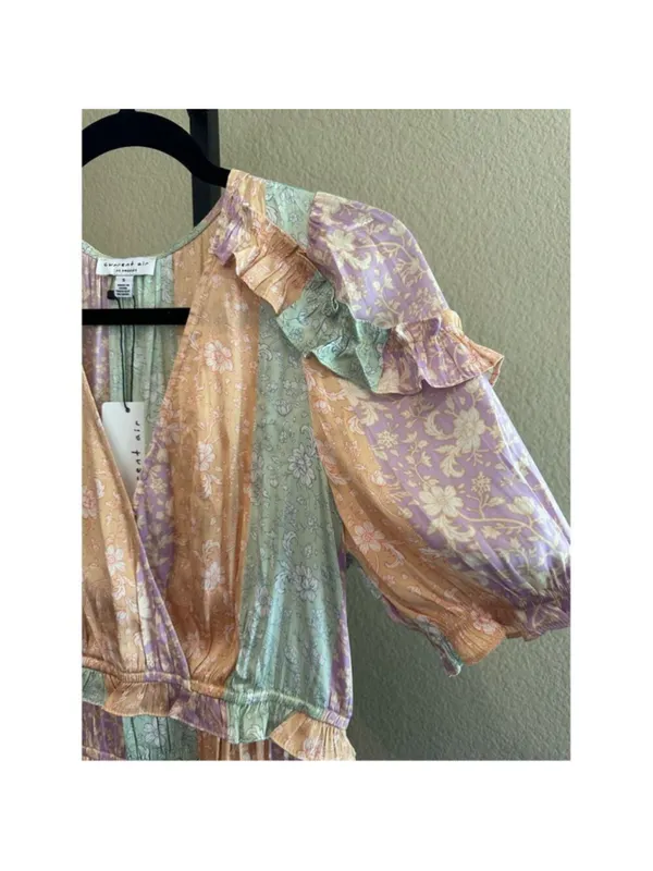 Size S Anthropologie Current Air Color Block Floral Midi Dress - Image 10