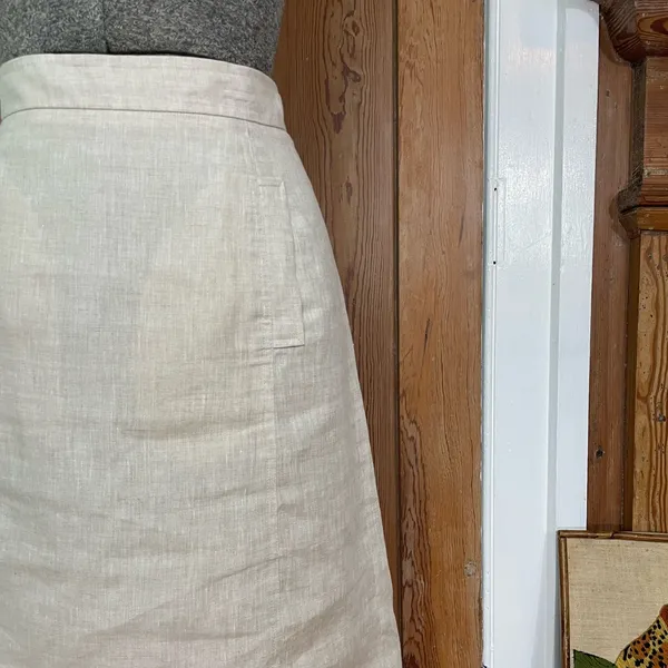 💥Brooks Brothers 100% Linen A-Line Skirt Cream Natural Pockets Size 8💛 - Image 12