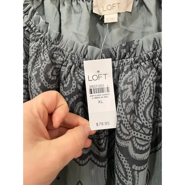 LOFT Paisley Off Shoulder Blouse NWT‎ XL Ruffle Neck Boho Romantic Top - Image 7