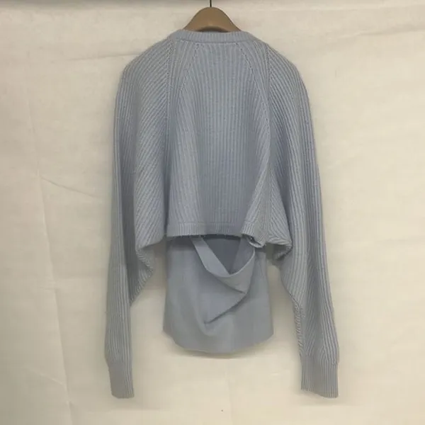RTR NAADAM Blue Fisherman Layered Sweater Size Small S Wool/Cashmere soft cozy - Image 4