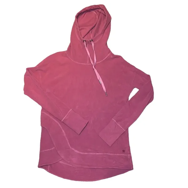 Sweaty Betty After Class Hoodie Women Rose Pink Excellent‎ Funnel Neck Thumbhole - Image 8