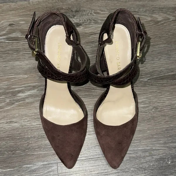 Franco Sarto Anazio Pump - Suede & Faux Leather - Burgundy - Size 7.5 - Image 5