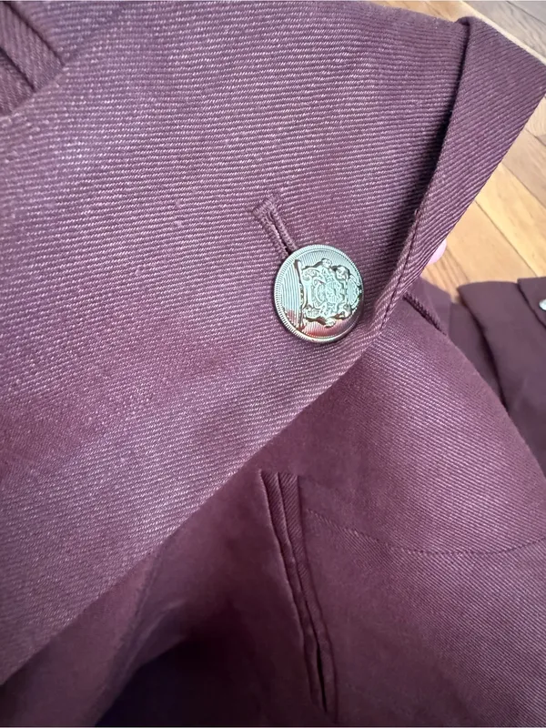 NWT Ann Taylor Deep brown/burgundy fall Thanksgiving single button blazer linen - Image 5