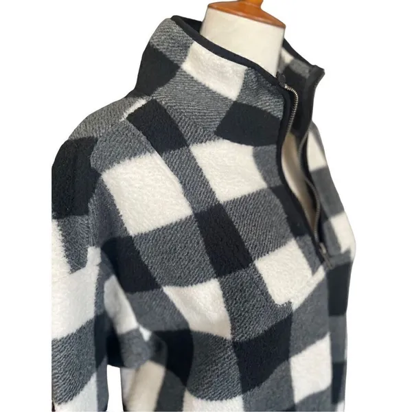 Como Vintage Black and White Checkered Half Zip Mock Collar Pullover Size XL - Image 3