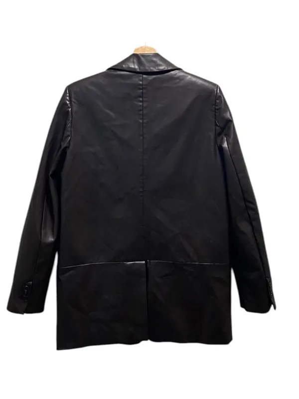 Zara Faux Leather One Button Classic Blazer Brown Size S Minimalist Fall Preppy - Image 13