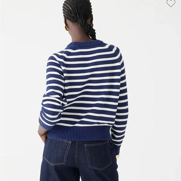 NWT J.Crew Relaxed Stripe Crewneck Sweater Womens Chunky Knit Nautical Fisherman - Image 5