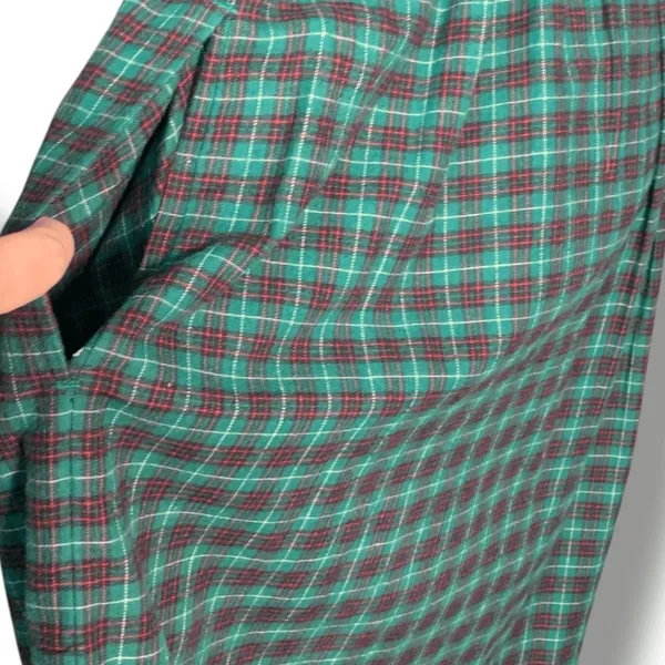 Vintage‎ 80s Susan Bristol Forrest Green Plaid Corduroy Jumper Dress Embroidery - Image 7