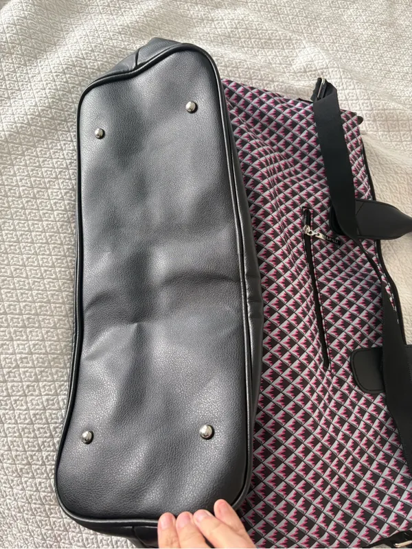 HADAKI by Kalencom Weekender Duffel Bag Pink Black Geometric Travel Shoulder - Image 6