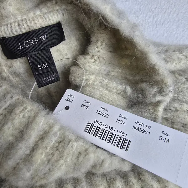 J. Crew NWT Ribbed Turtleneck Button Side Poncho Sweater Oatmeal‎ H3638 S/M - Image 5