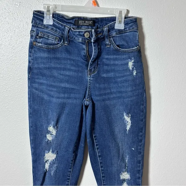 Judy Blue Women Streetwear Blue Denim Distressed Ripped Jeans size 3/26.‎ - Image 3