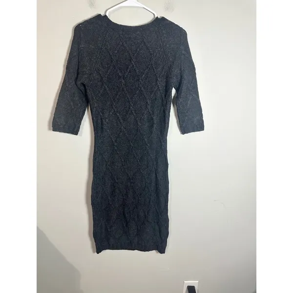 Marc New York Andrew Marc Gray Angora Blend Diamond Cable Knit‎ Sweater Dress S - Image 5