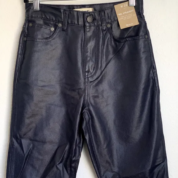 NWT Madewell The '90s Straight Jean in Coated Midnight Blue‎ Foil NN461 - Image 5