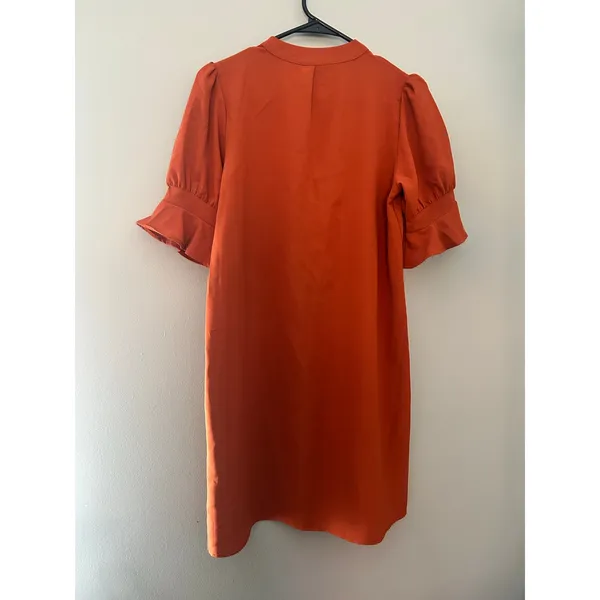 Orange V-neck Lightweight Midi Dress Sz S - Image 4