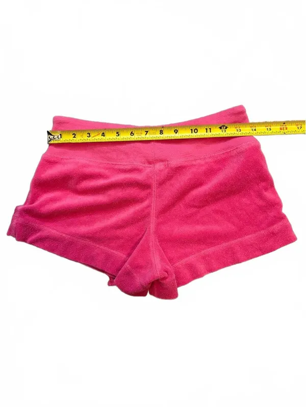 Vintage Y2K DEB Pink Terry Cloth Low Rise Short Shorts Small 34 Varsity - Image 4