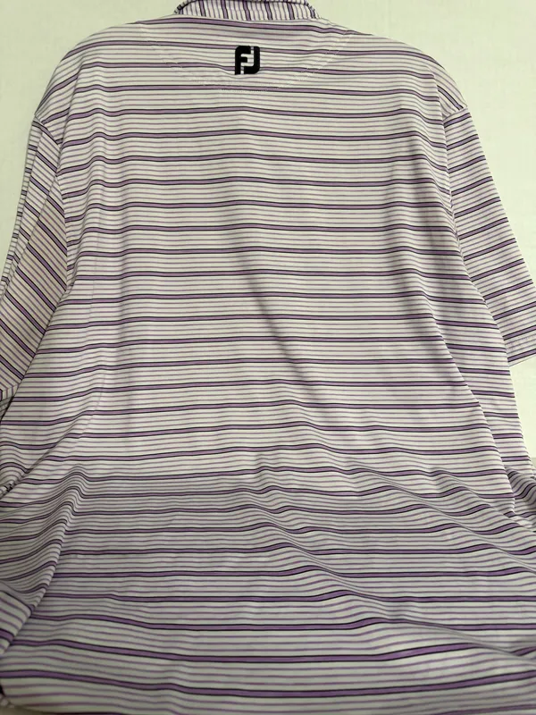 FootJoy Mens Purple & White Striped Short-Sleeve Polo - Image 3