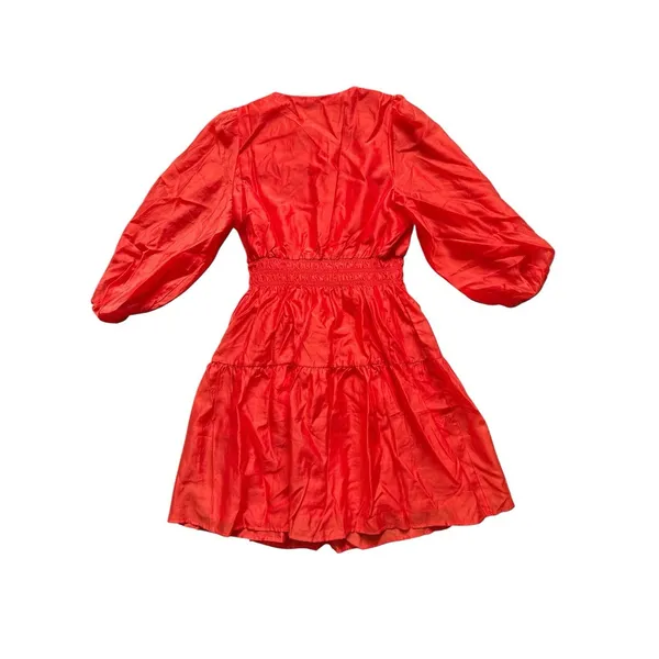 A‎ New Day NWT Balloon Long Sleeve Shirring Mini A-line Dress Orange-Red XS - Image 7