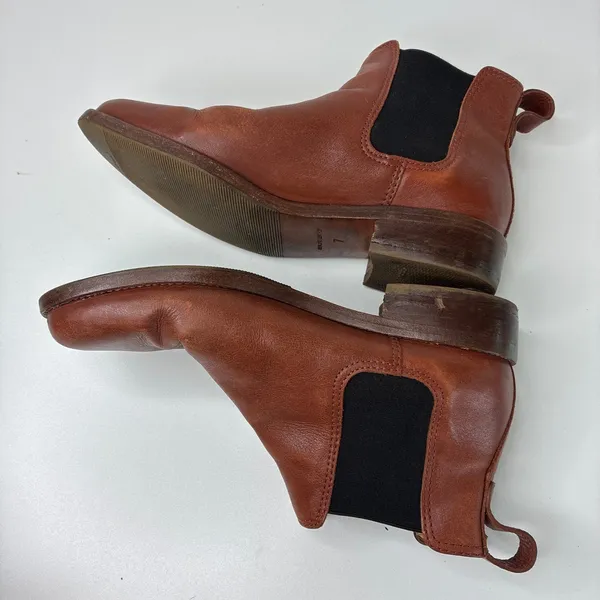 Madewell Brown Ainsley Chelsea Ankle Booties Leather Upper Pull-On Womens 7 - Image 10