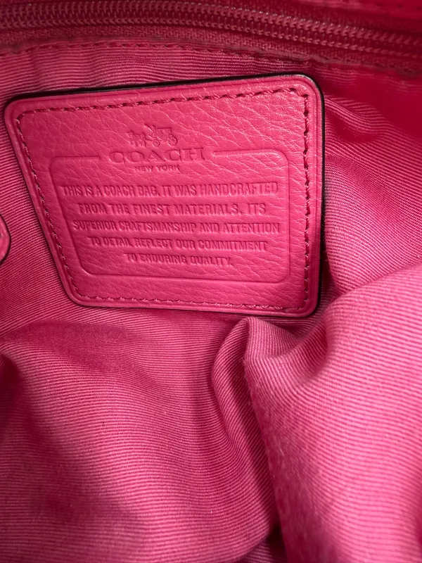 Coach F35723 Pink Pebbled Leather Shoulder Bag Hobo Gold Hardware - Image 10
