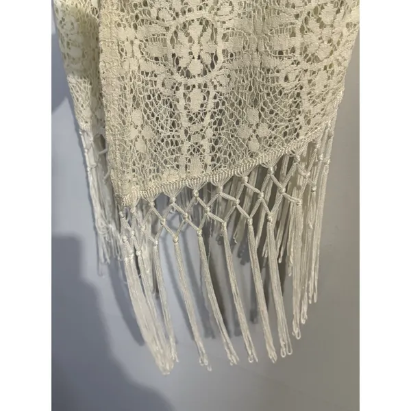 Hollister Kimono Top Size M Lace Ivory/Off White Boho Cream‎ Festival Fringe - Image 2