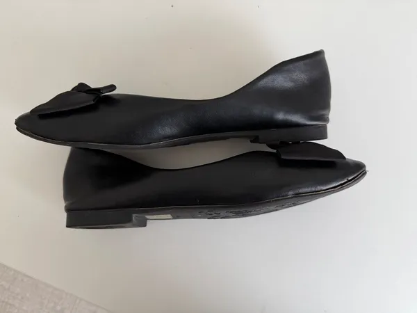C.Paravano Black Bowknot Soft Leather Square Toe Flats Size 40 - Image 3