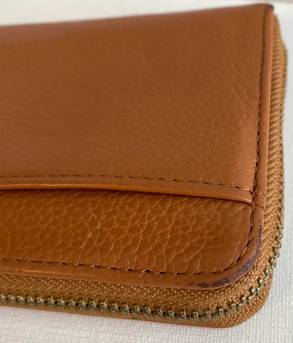 Brown Leather Zip Around Wallet - Image 3