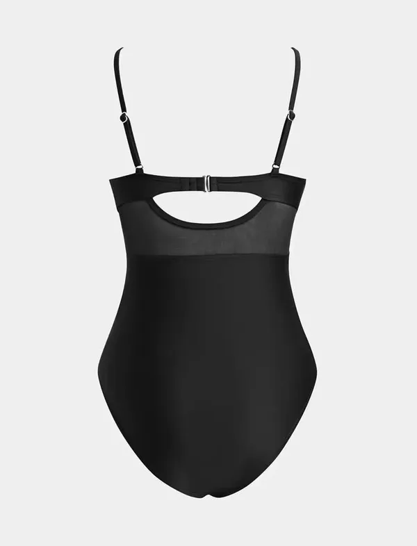 🌊 Cupshe Black Mesh One Piece Swimsuit NWT (Size Medium) - Image 3