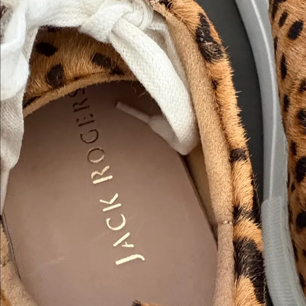 Jack Rogers Paige Platform Sneakers leopard print calf hair lace up Size 7‎ - Image 6