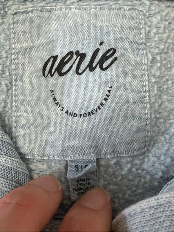 Aerie Light Blue Ribbed Collar Pullover with Button Placket - Image 5