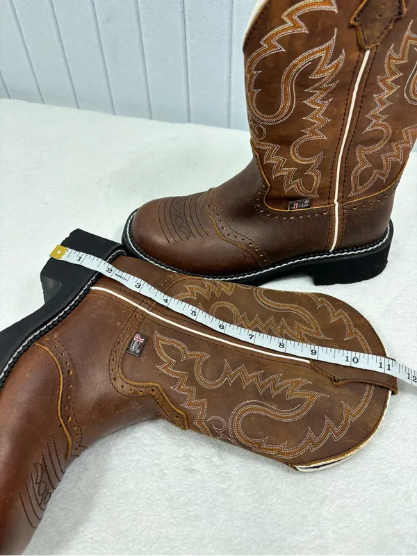 Justin Boots Gypsy Inji L9909 Women's 7B Cowgirl Boots Aged Bark Leather Boots - Image 8
