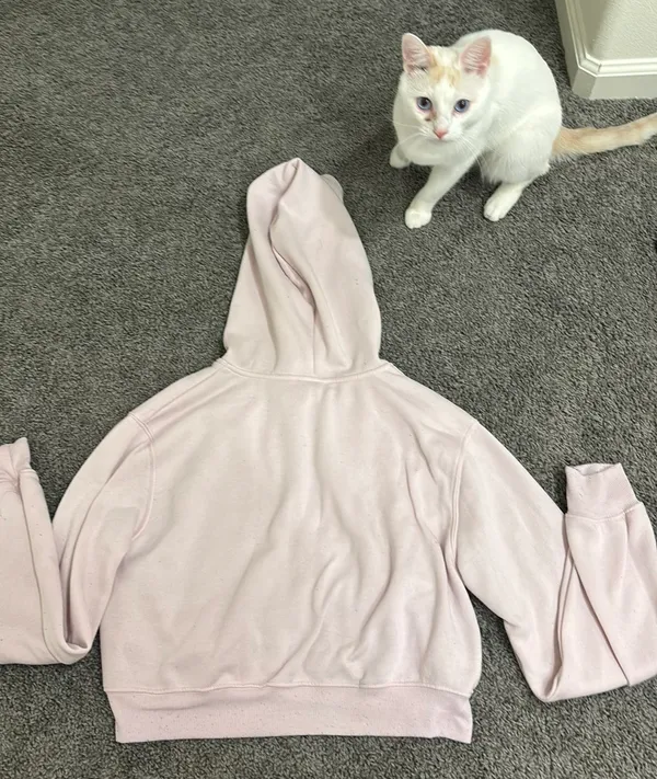 Pink cropped zip up - Image 2
