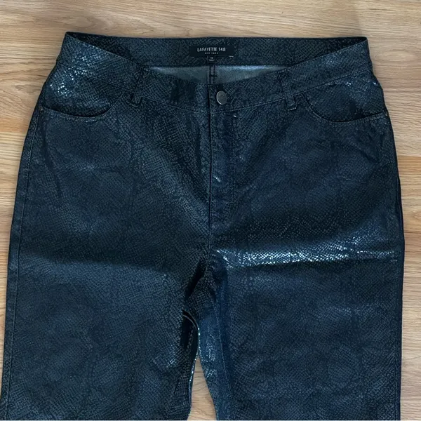 Lafayette 148 Black Shimmer Snakeskin Slim Leg Jeans Size 10 - Image 6