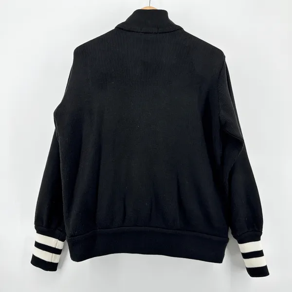 P.J. Salvage Black Quilted Babe Jacket Ribbed‎ Knit Sleeve Varsity Bomber Medium - Image 8