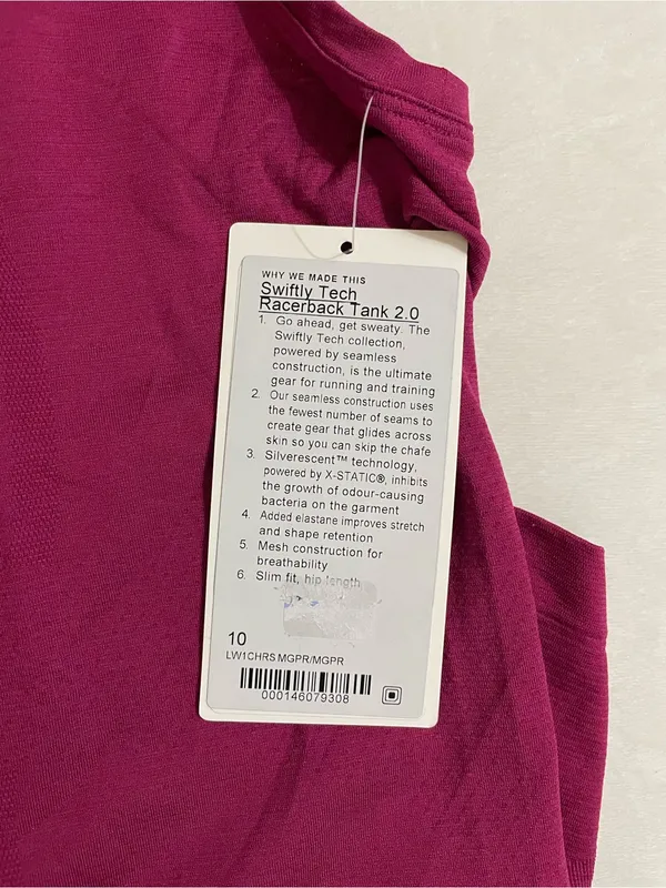 lululemon athletica NWT Swiftly Tech Racerback Tank Top 2.0 Magenta Purple 10 - Image 6