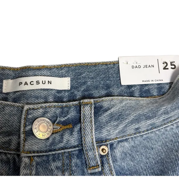 PacSun NWT‎ Dad Jean Light Wash Rhinestone Flower Embellished Size 25 - Image 9