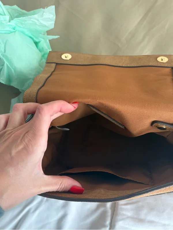 EXPRESS TAN CAMEL SUEDE TOP HANDLE SATCHEL BAG - Image 12
