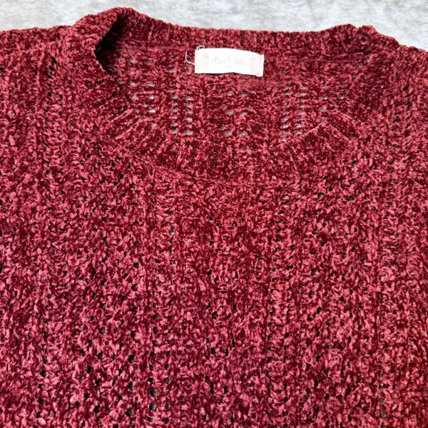 Altard State Women Size Medium Chenille Knit Sweater Burgundy Crew Neck Soft - Image 6