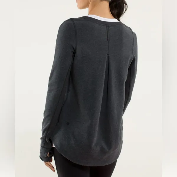Lululemon Exhalation Pullover Heathered Black Women Sz 2/4 - Image 2