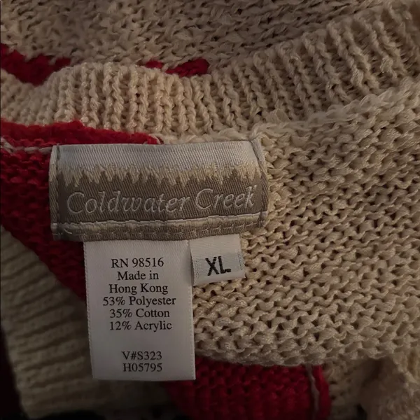 VTG Coldwater Creek Hearts Button Up Patchwork Cardigan Sweater Sz XL Grandma - Image 6