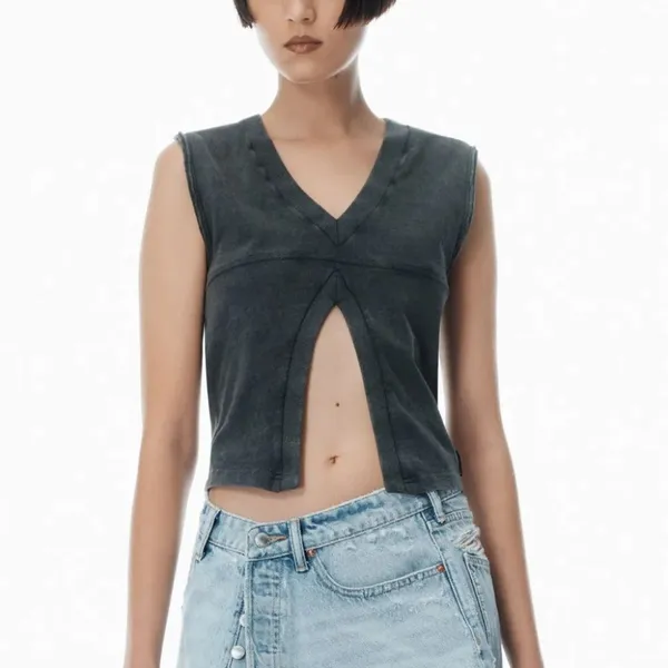 Alexander Wang V-Neck Tank Top in Faded Black Size XS - Image 5