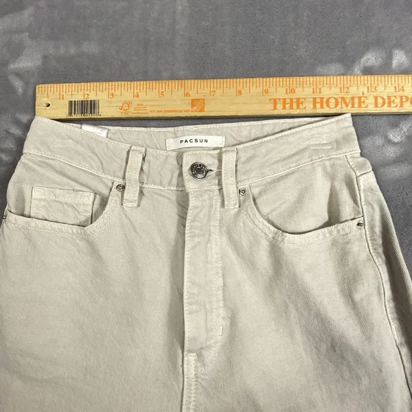 PacSun Jeans 90's Boyfriend Women's Sz 24 Beige Cotton Ripped Knees Distressed‎ - Image 9