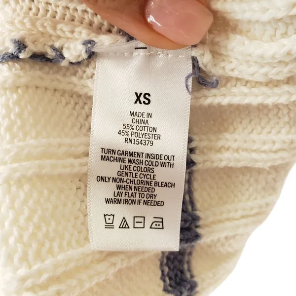 Aeropostale Striped Knit Sweater Womens XS White Blue Preppy - Image 8